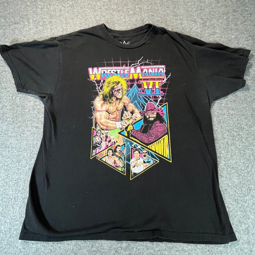 WWE WrestleMania VI Retro Graphic Tee Ultimate Warrior Randy Savage Men's‎ XL